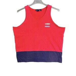 Vintage 90s Nautica Tank Top XL Made in Retro 2 Tone Logo On Back Hong Kong Rare